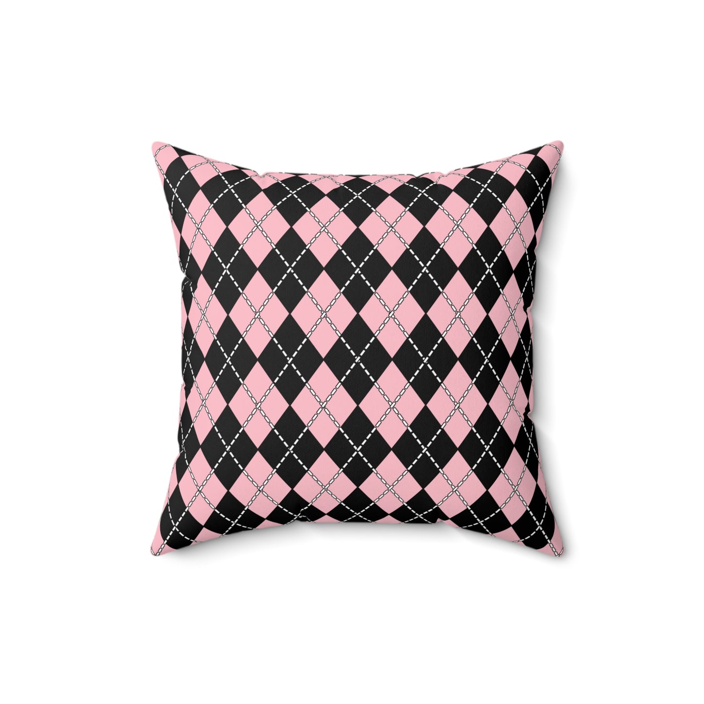Pink, Black Retro Argyle Cushion Pillow