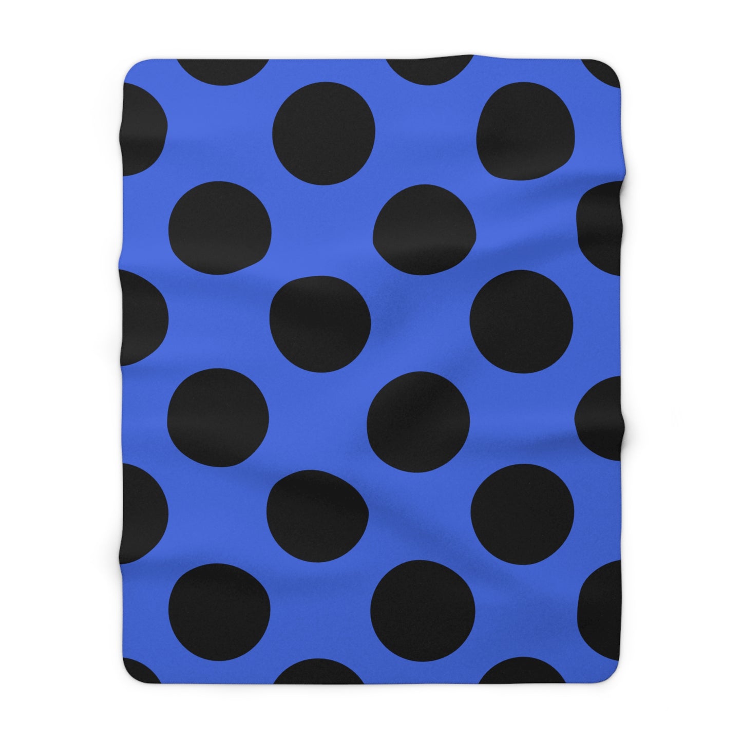 Royal Blue, Black Retro Polka Dots Blanket Throw