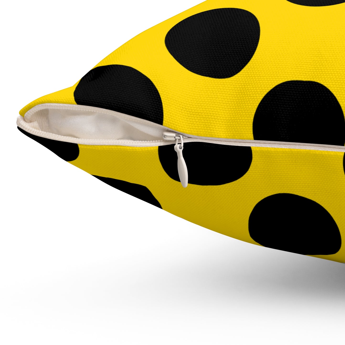 Gold, Black Retro Polka Dots Cushion Pillow