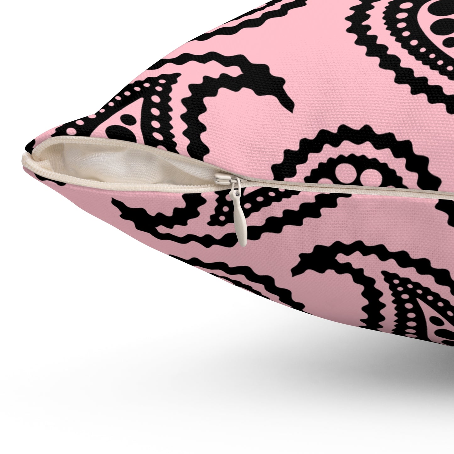 Pink, Black Retro Paisley Cushion Pillow