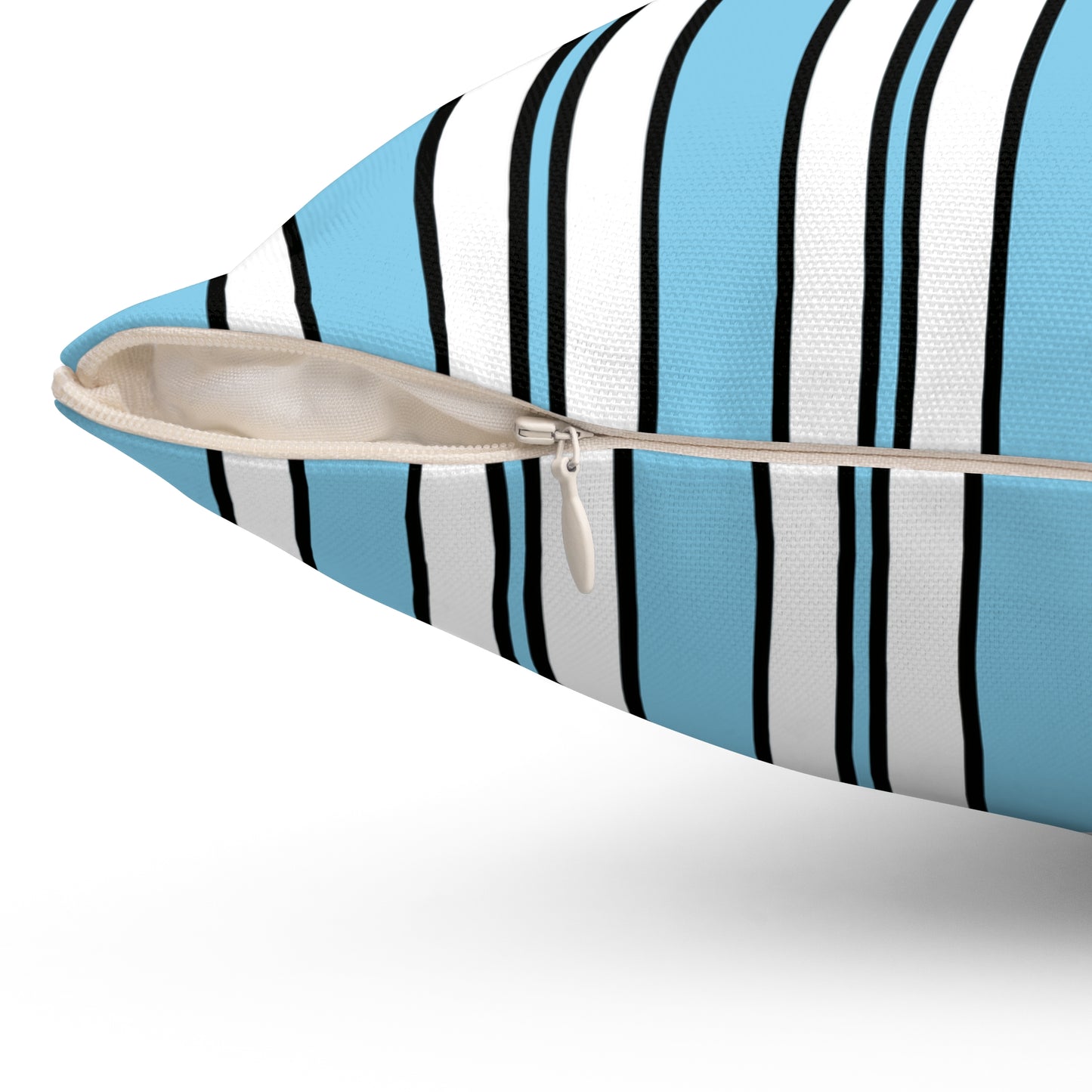 Sky Blue, White Retro Stripes Cushion Pillow