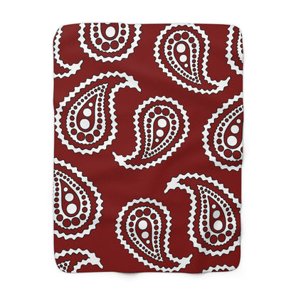 Maroon, White Retro Paisley Blanket Throw
