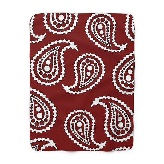 Maroon, White Retro Paisley Blanket Throw