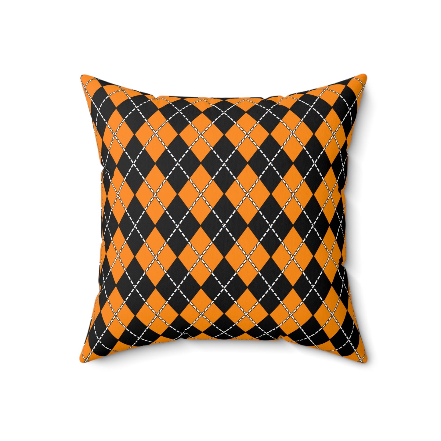 Dark Orange, Black Retro Argyle Cushion Pillow