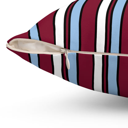 Claret, Blue, White Retro Stripe Cushion Pillow
