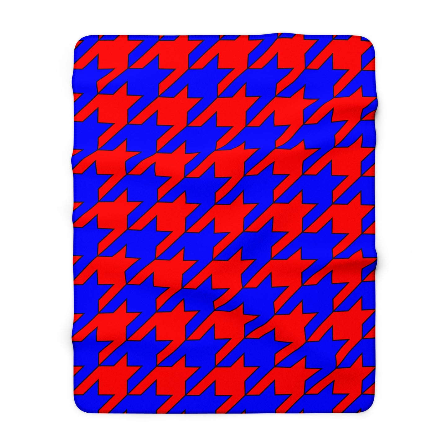 Red, Blue Retro Houndstooth Blanket Throw