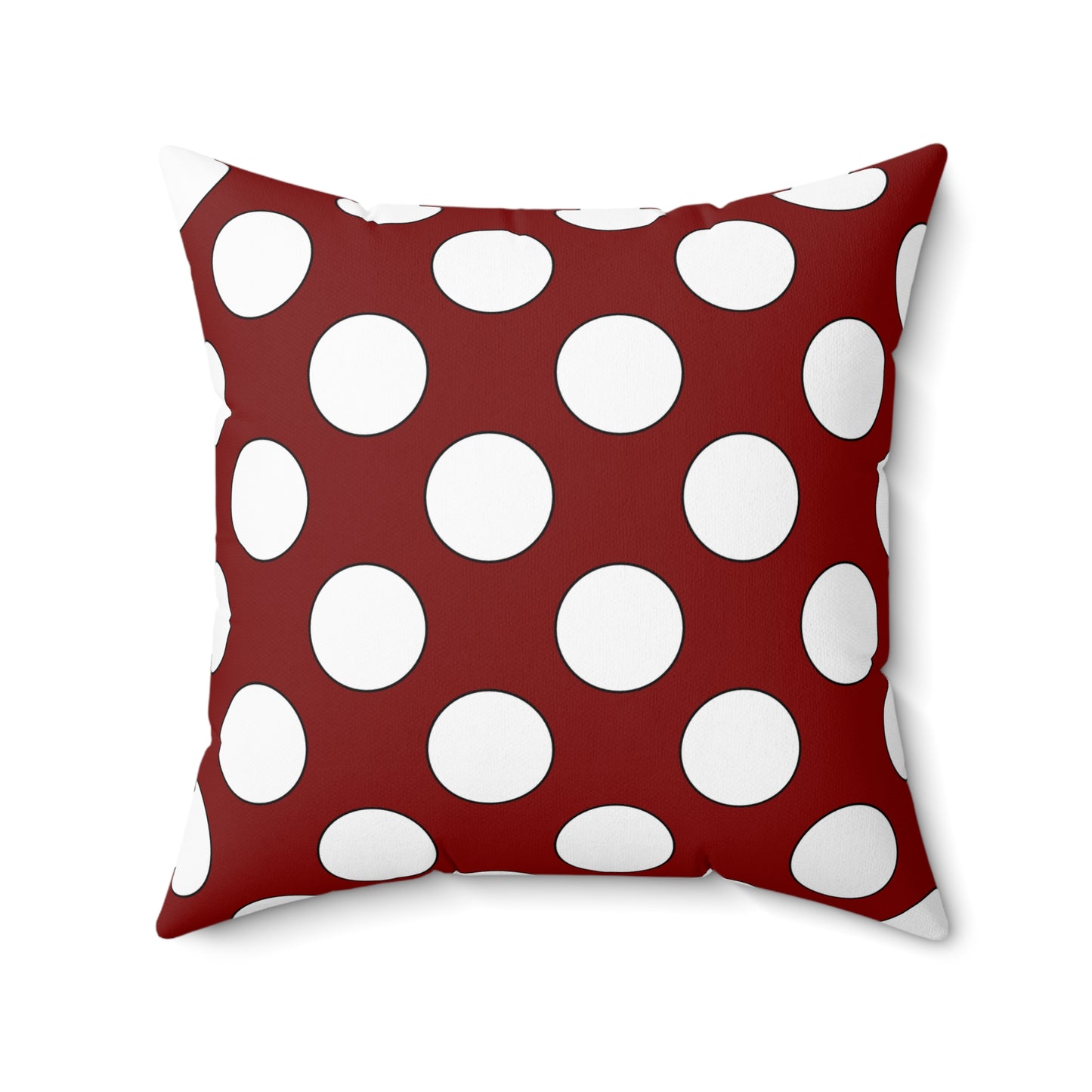 Maroon, White Retro Polka Dots Cushion Pillow