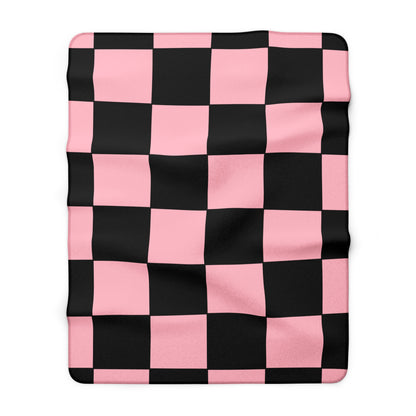 Pink, Black Retro Check Blanket Throw