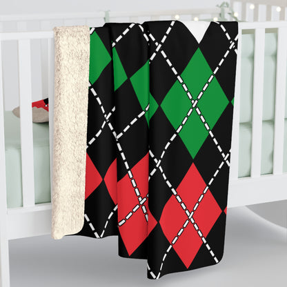 Palestine Retro Argyle Blanket Throw