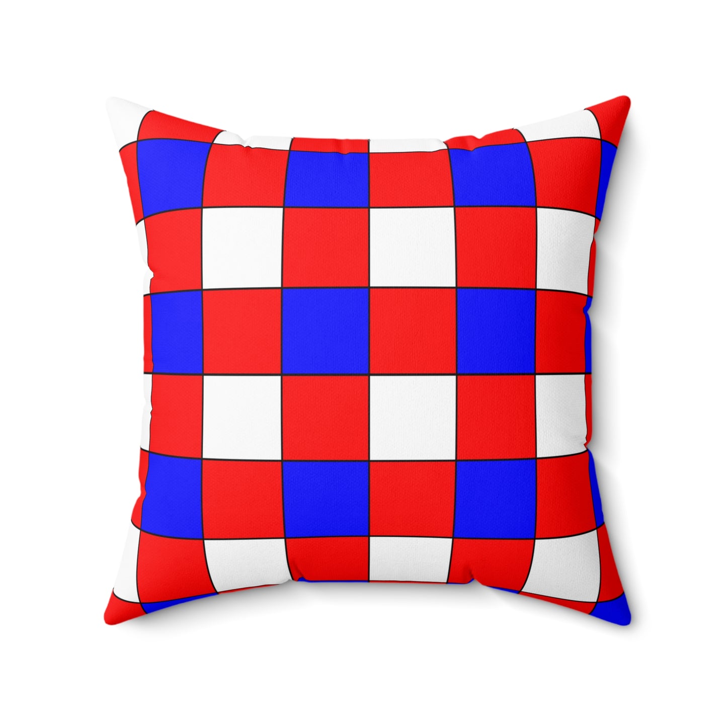 Red, White, Blue Retro Check Cushion Pillow