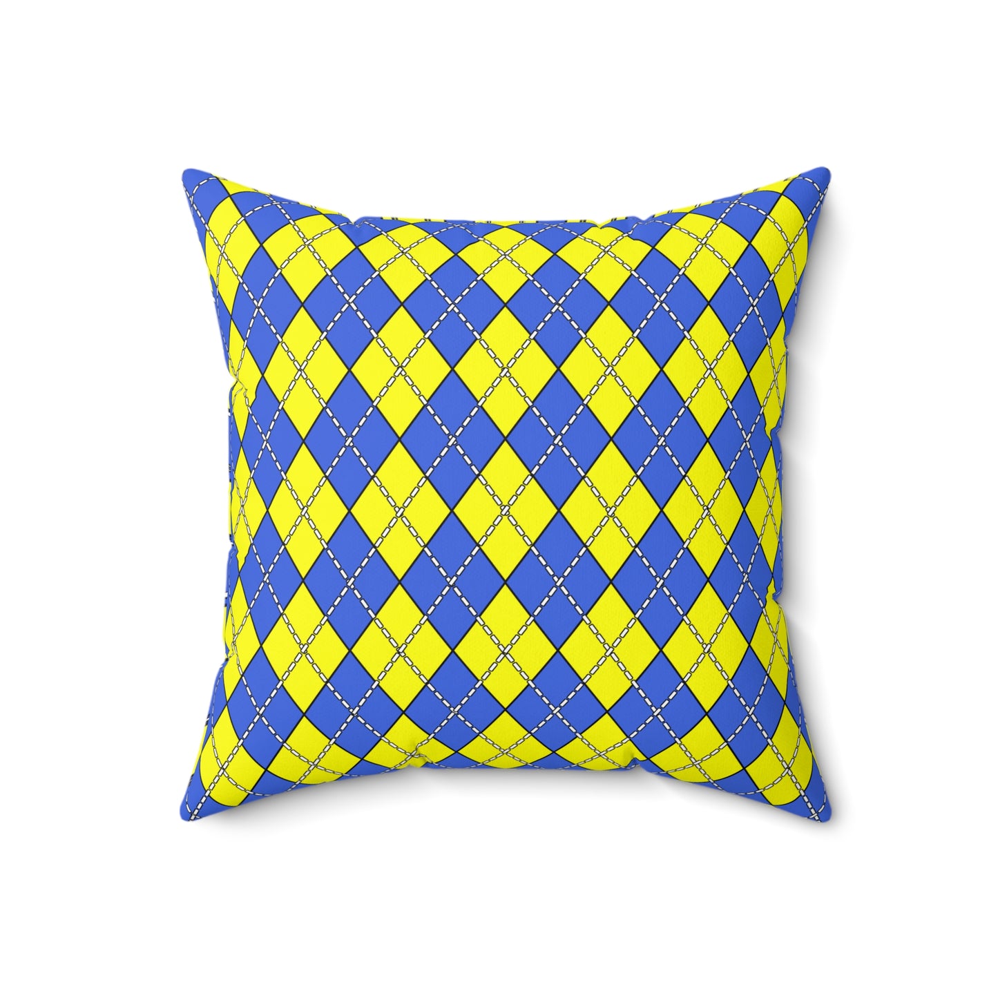 Royal Blue, Yellow Retro Argyle Cushion Pillow