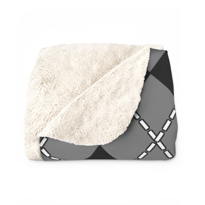 Grey, Black Retro Argyle Blanket Throw