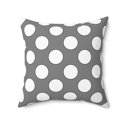 Grey, White Retro Polka Dots Cushion Pillow