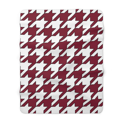 Claret, White Retro Houndstooth Blanket Throw