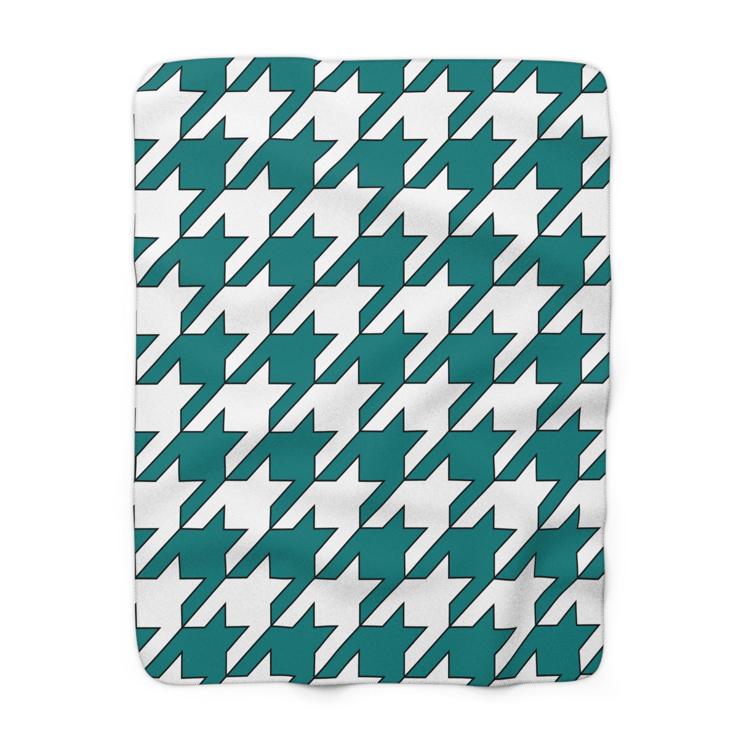 Teal, White Retro Houndstooth Blanket Throw