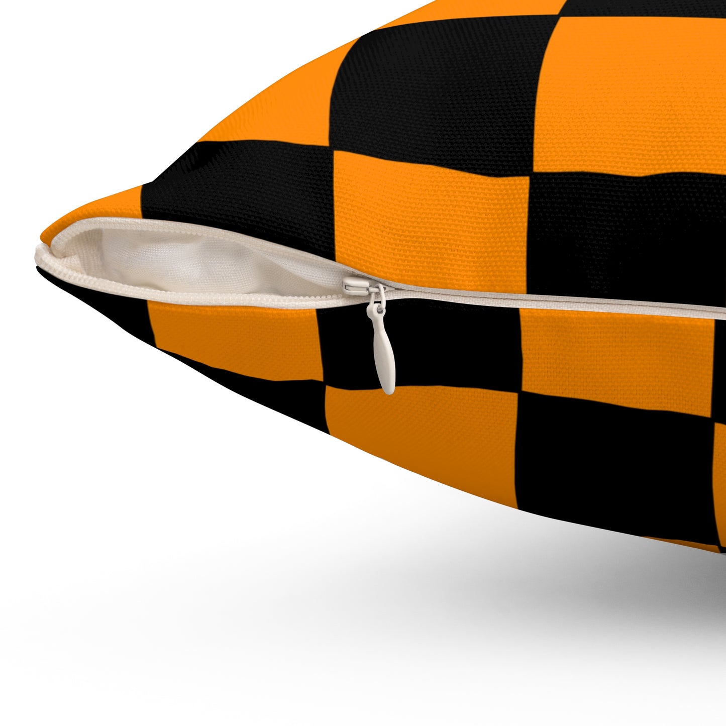 Dark Orange, Black Retro Check Cushion Pillow