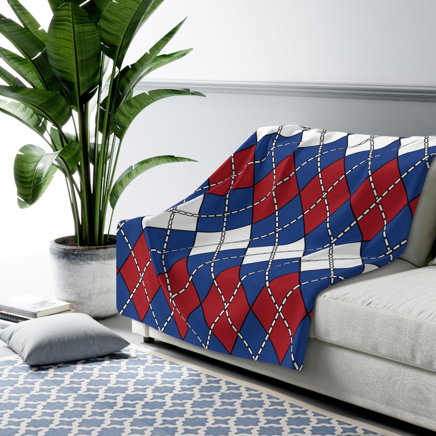 Caribbean Netherlands Retro Argyle Blanket Throw