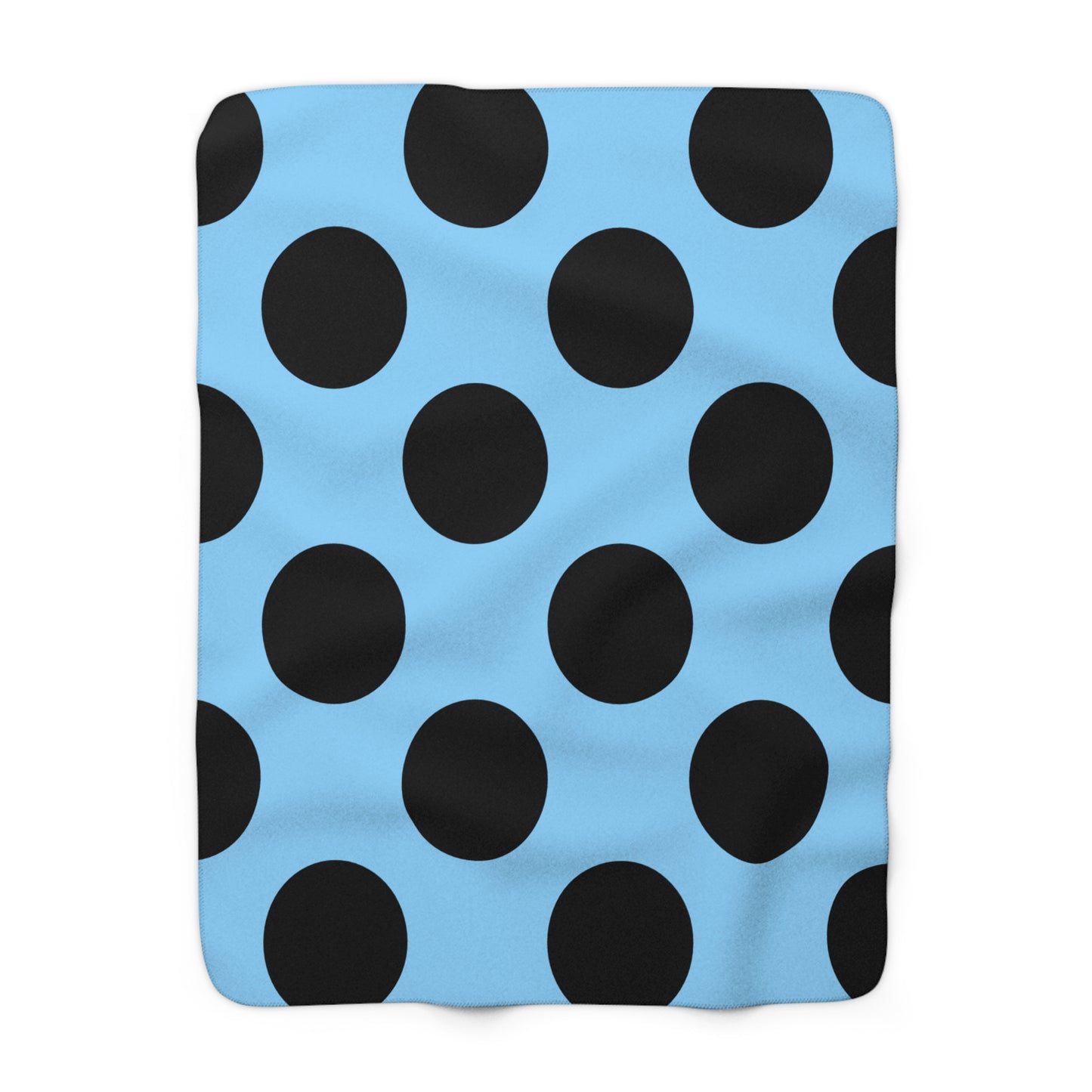 Light Blue, Black Retro Polka Dots Blanket Throw