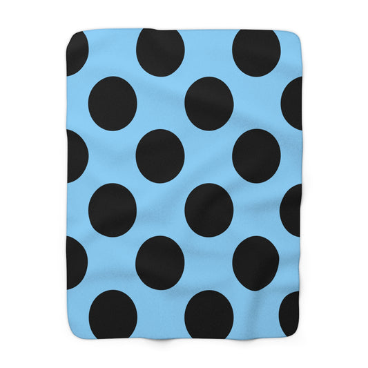 Light Blue, Black Retro Polka Dots Blanket Throw