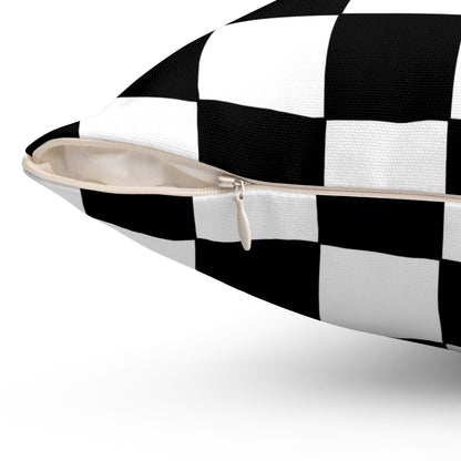 Black, White Retro Check Cushion Pillow