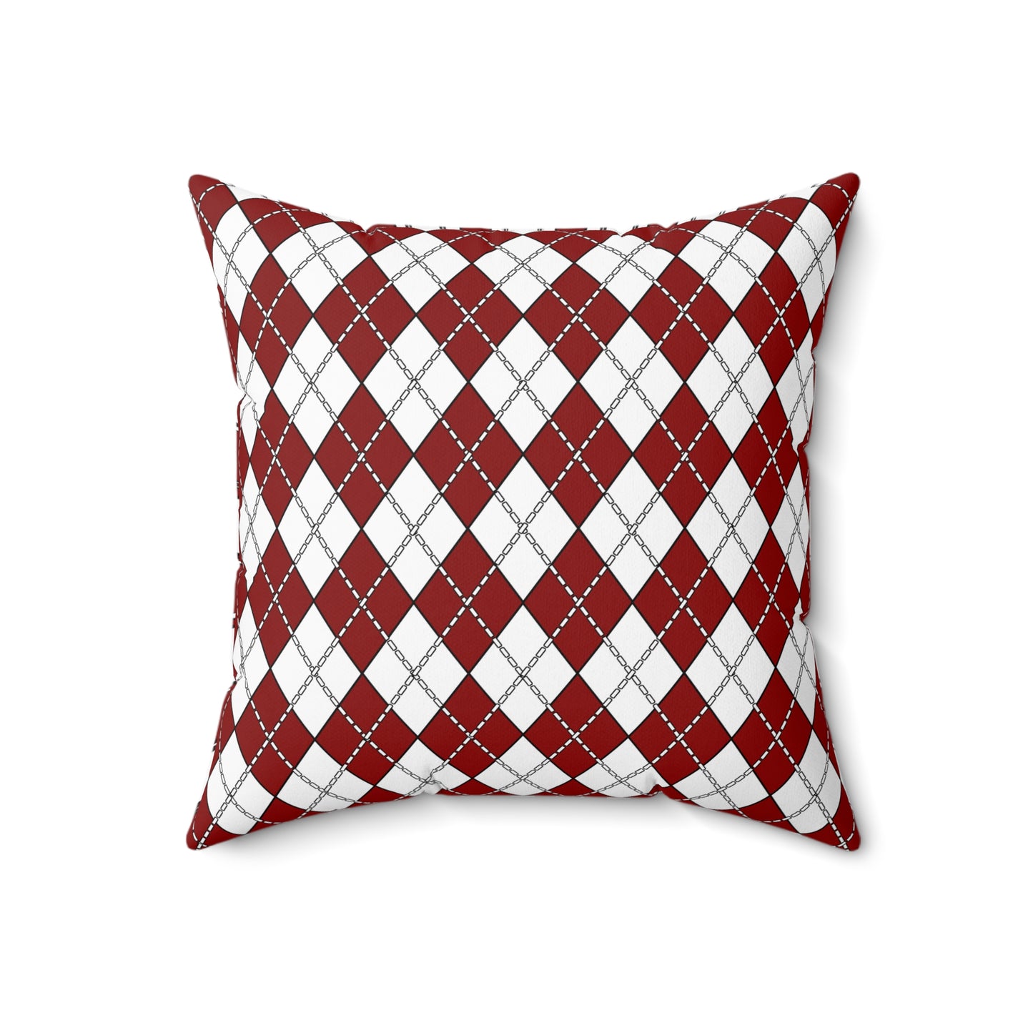 Dark Red, White Retro Argyle Cushion Pillow