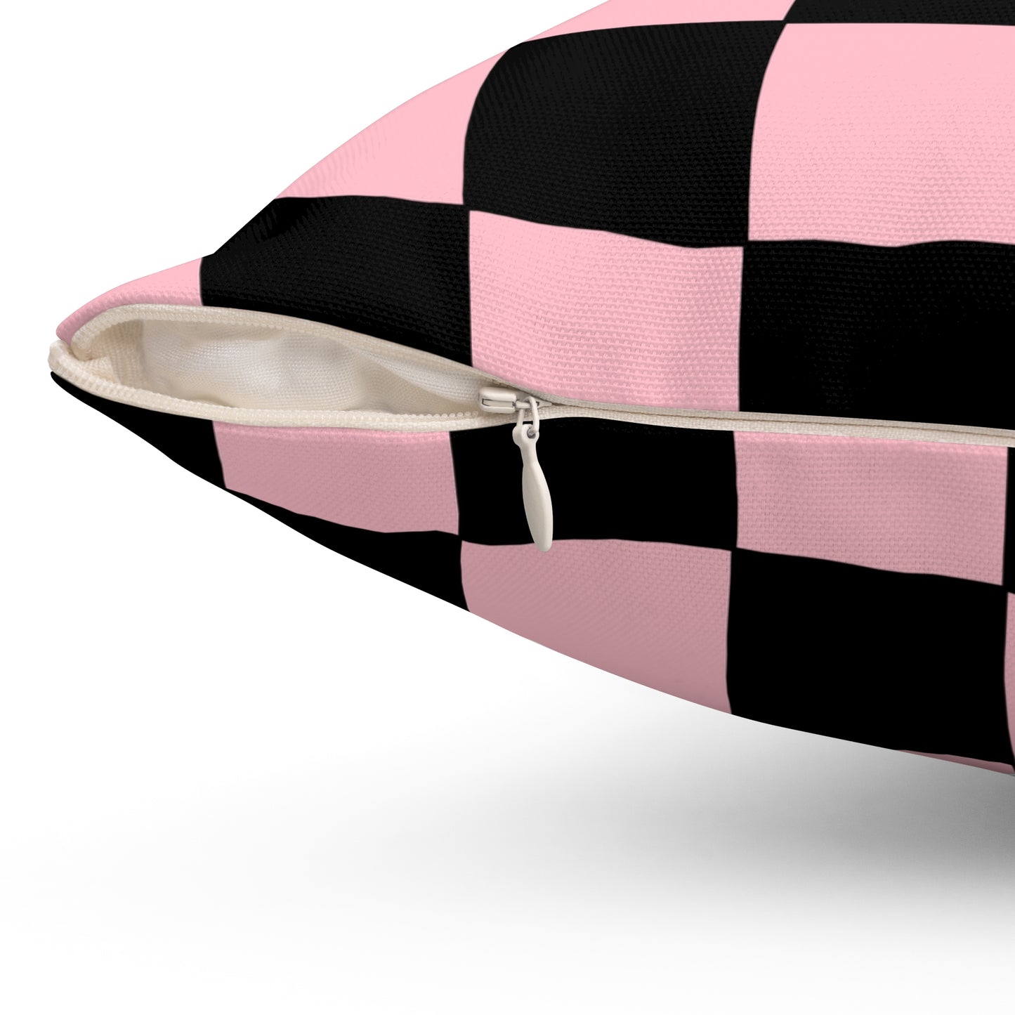 Pink, Black Retro Check Cushion Pillow