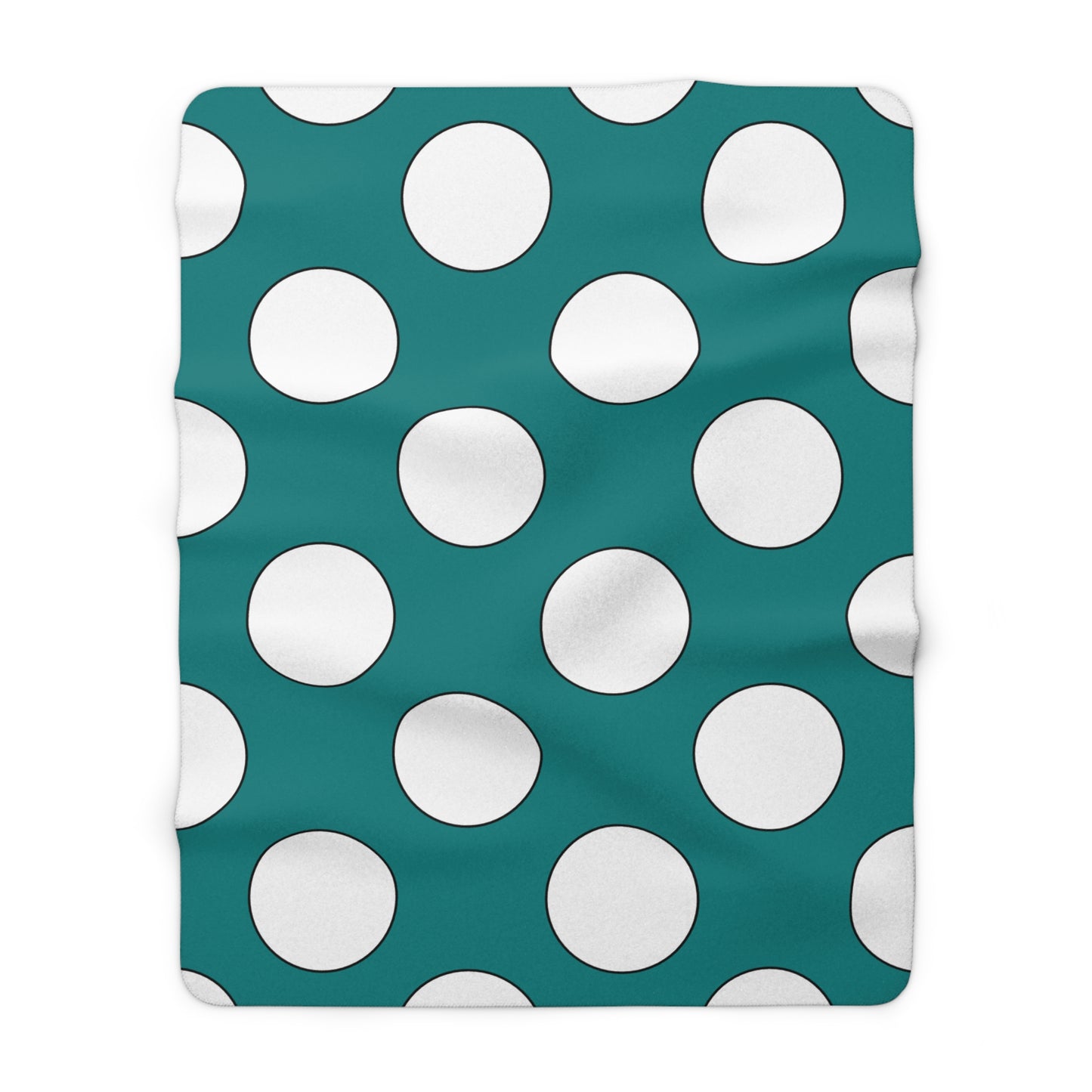Teal, White Retro Polka Dots Blanket Throw