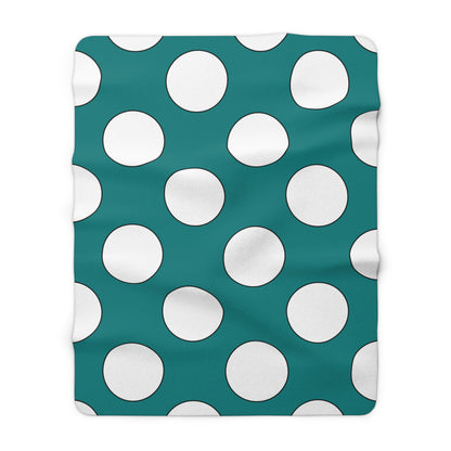 Teal, White Retro Polka Dots Blanket Throw