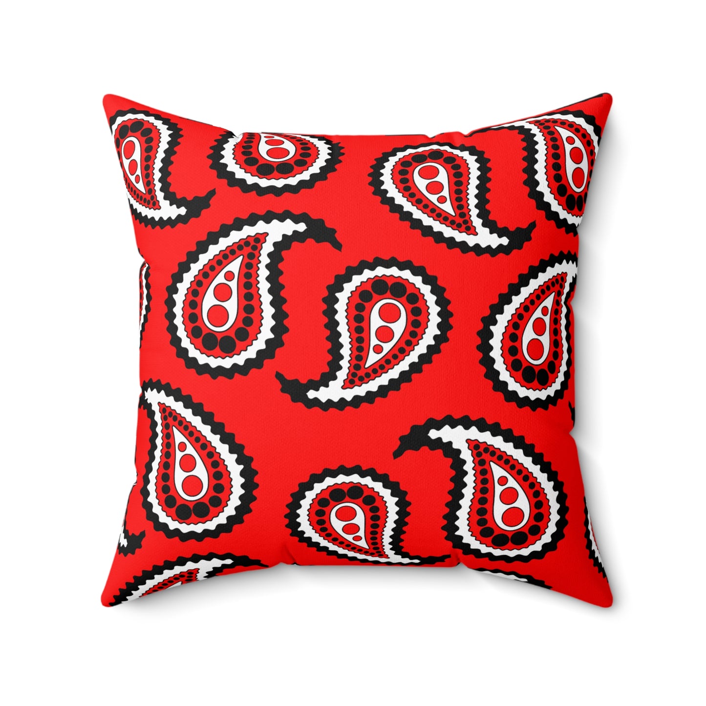 Red, Black, White Retro Paisley Cushion Pillow