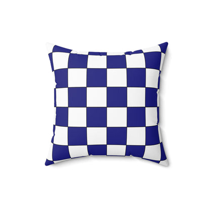 Navy Blue, White Retro Check Cushion Pillow