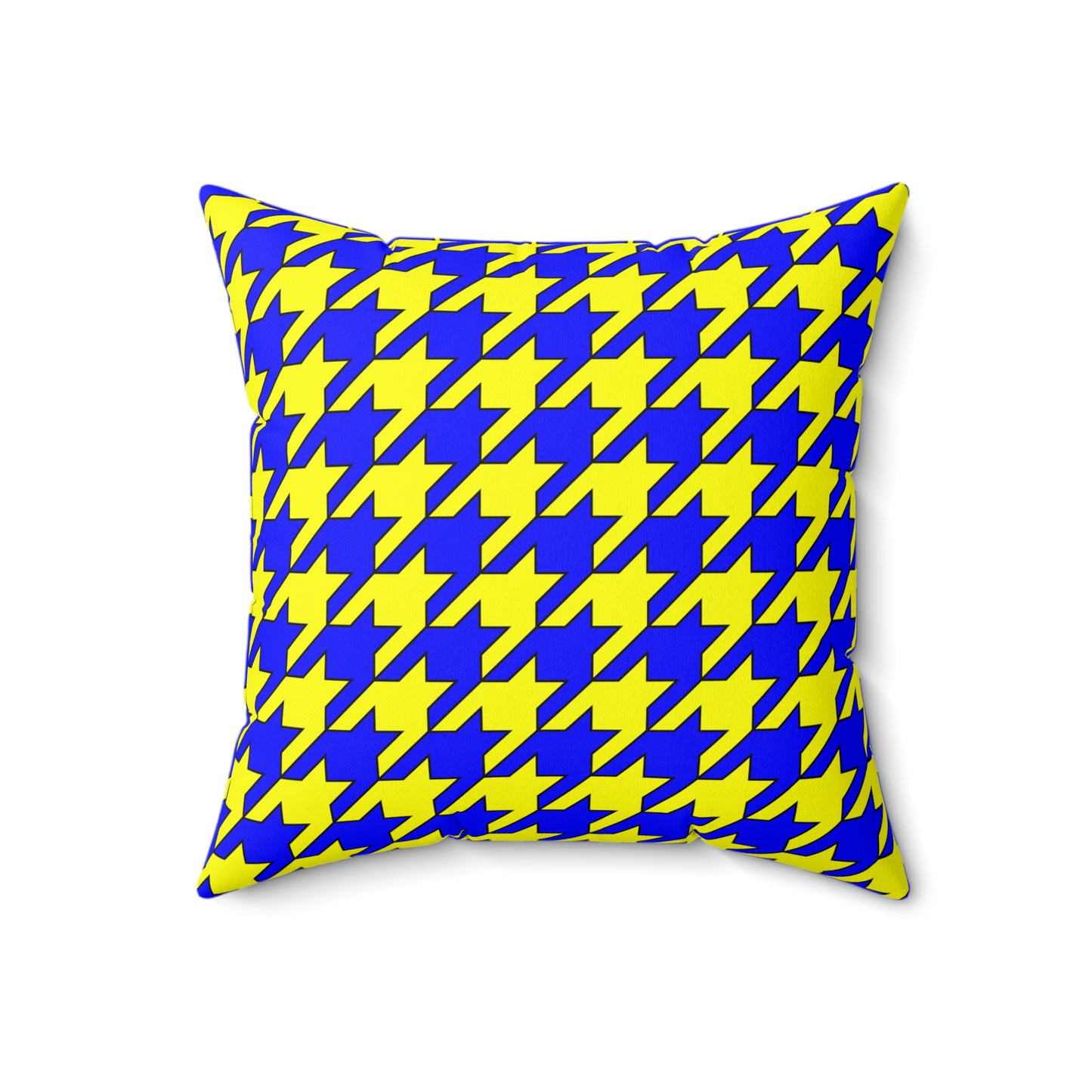 Blue, Yellow Retro Houndstooth Cushion Pillow