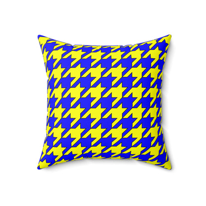 Blue, Yellow Retro Houndstooth Cushion Pillow
