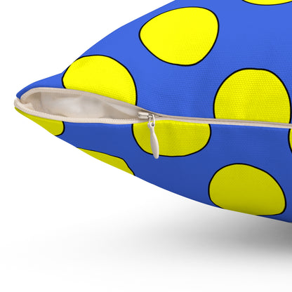 Royal Blue, Yellow Retro Polka Dots Cushion Pillow