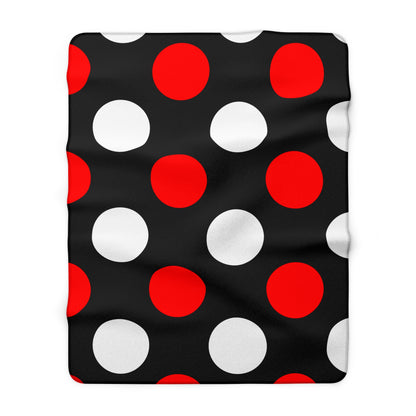 Black, White, Red Retro Polka Dots Blanket Throw