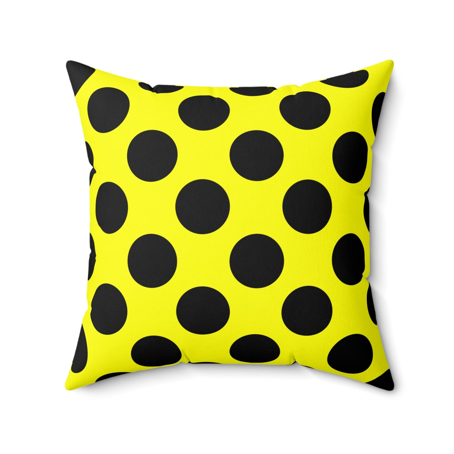 Yellow, Black Retro Polka Dots Cushion Pillow