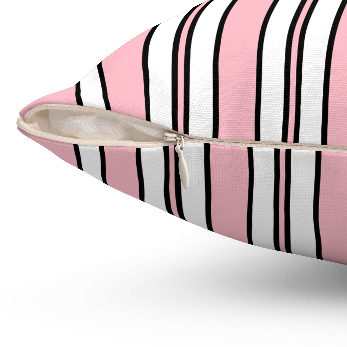 Pink, White Retro Stripes Cushion Pillow