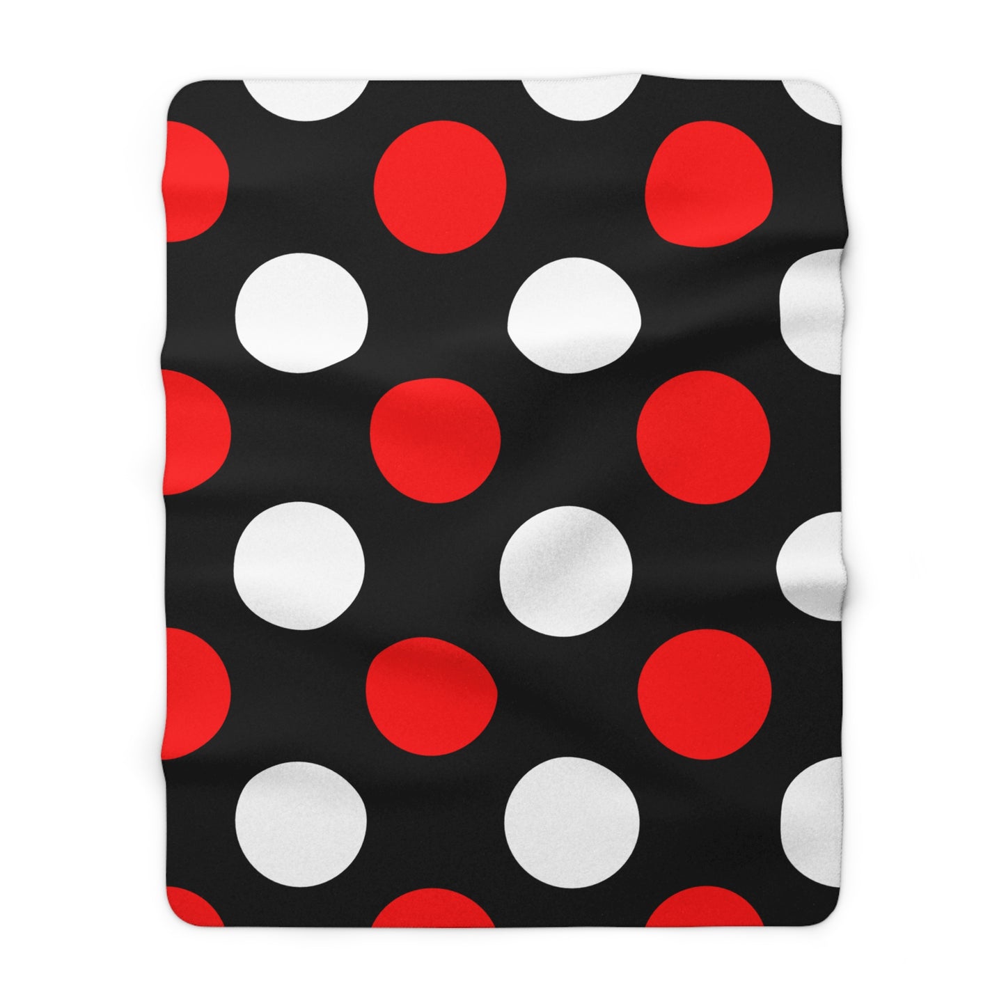 Black, White, Red Retro Polka Dots Blanket Throw