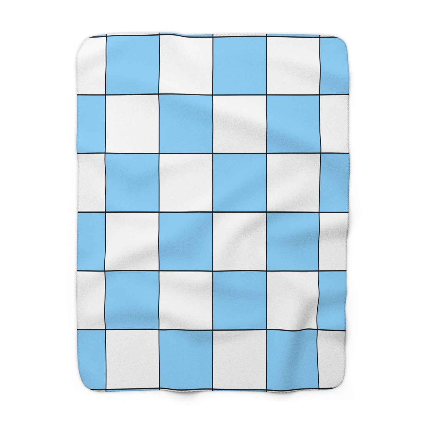 Light Blue, White Retro Check Blanket Throw