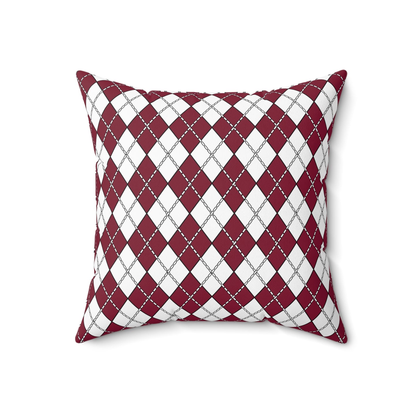 Claret, White Retro Argyle Cushion Pillow