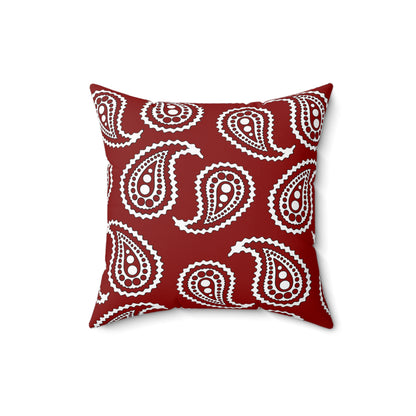 Dark Red, White Retro Paisley Cushion Pillow