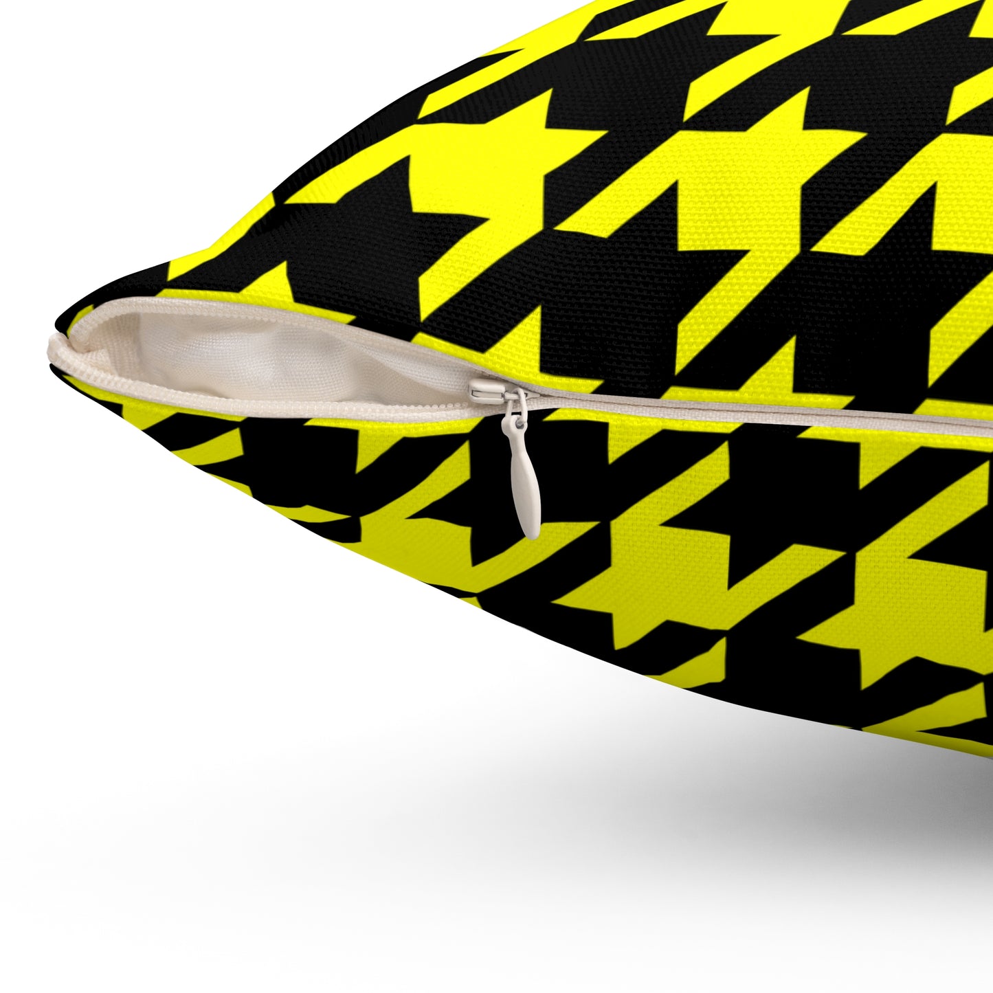 Yellow, Black Retro Houndstooth Cushion Pillow