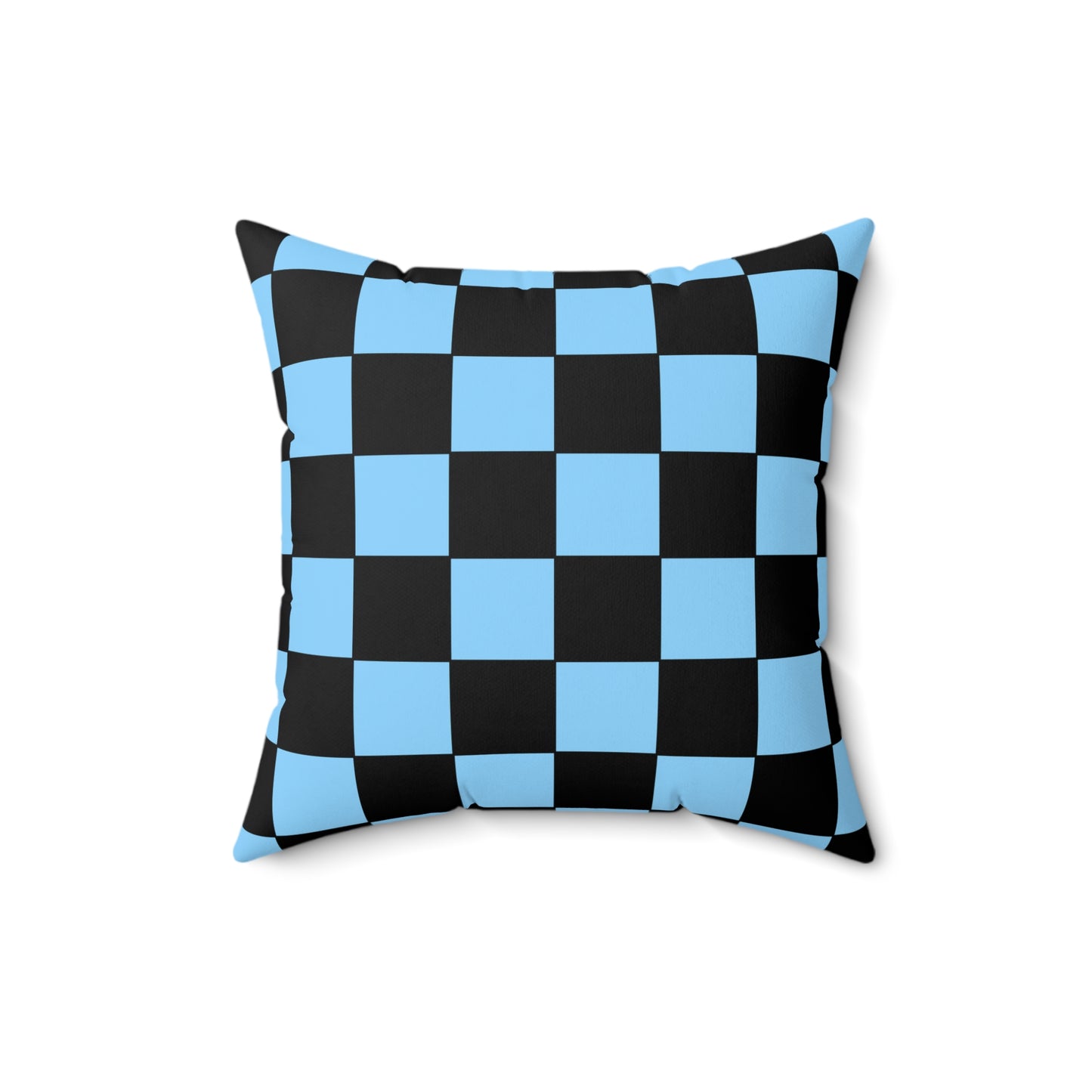 Light Blue, Black Retro Check Cushion Pillow