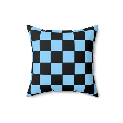 Light Blue, Black Retro Check Cushion Pillow