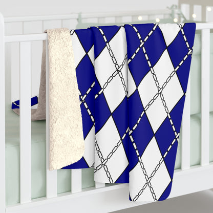 Dark Blue, White Retro Argyle Blanket Throw