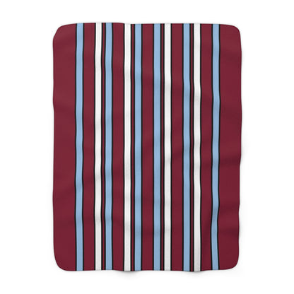 Claret, Blue, White Retro Stripe Blanket Throw