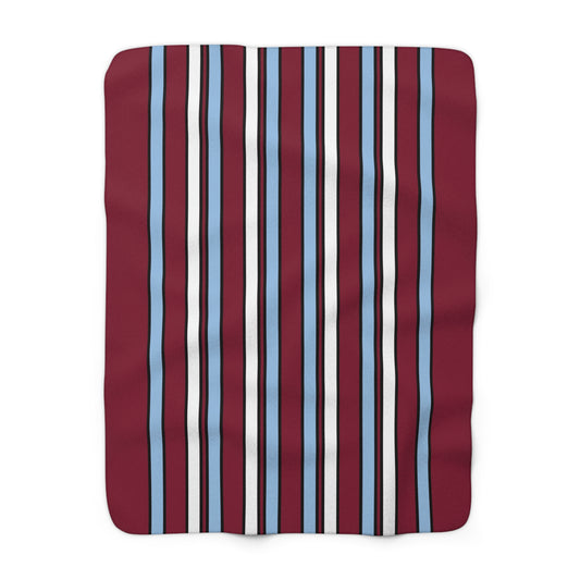 Claret, Blue, White Retro Stripe Blanket Throw