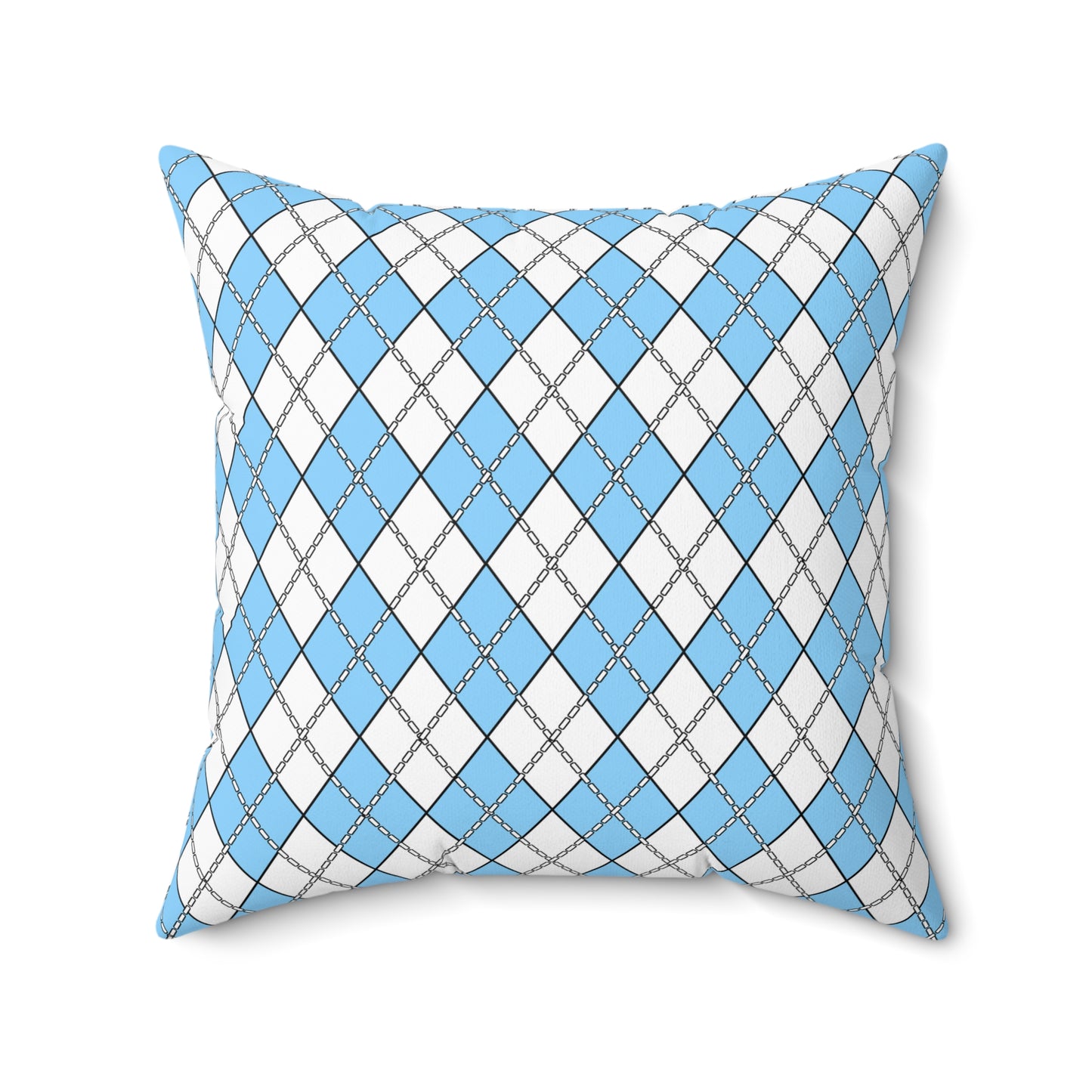 Light Blue, White Retro Argyle Cushion Pillow
