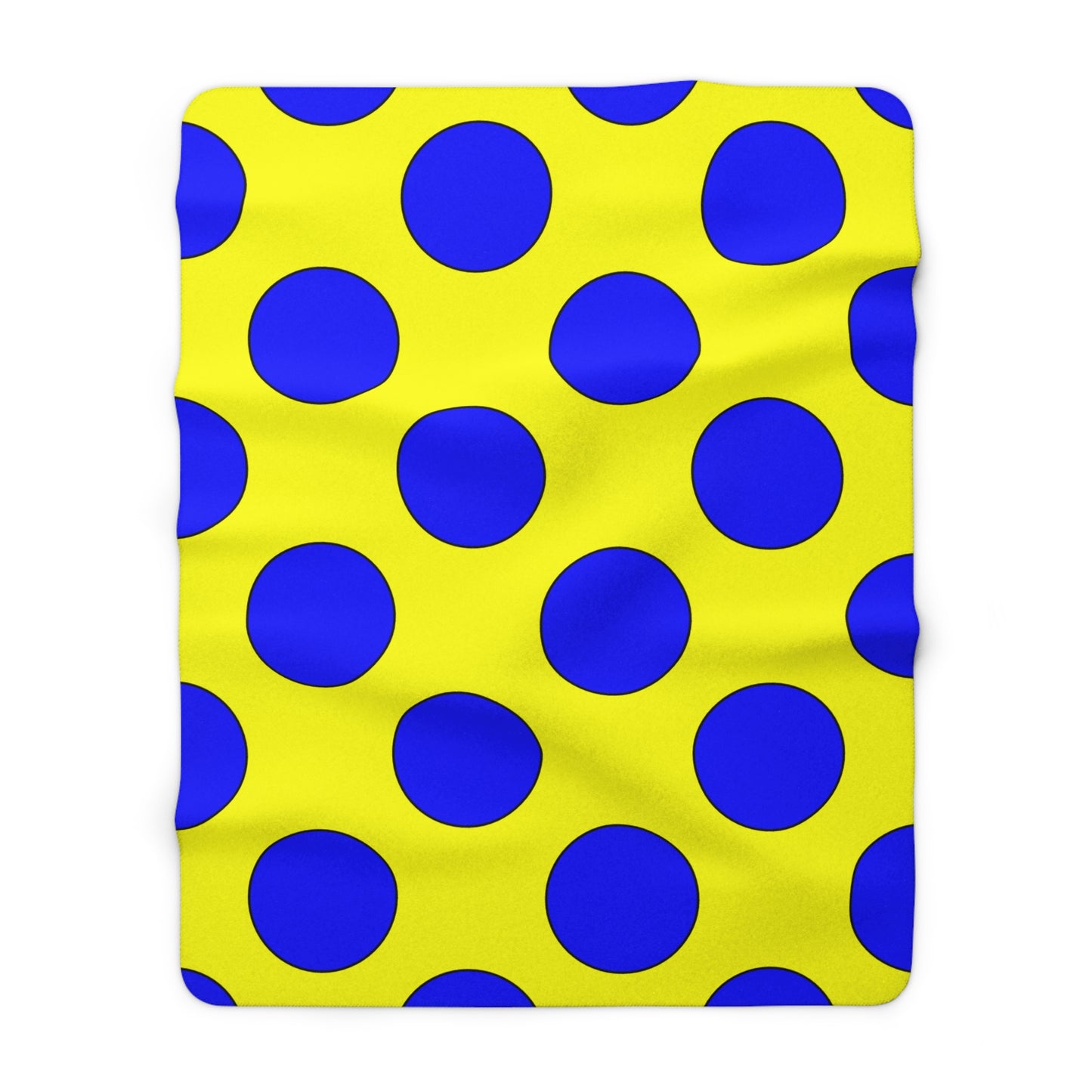 Yellow, Blue Retro Polka Dots Blanket Throw