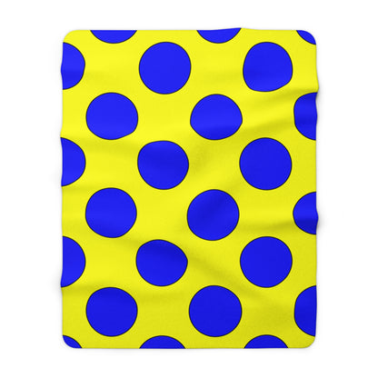 Yellow, Blue Retro Polka Dots Blanket Throw