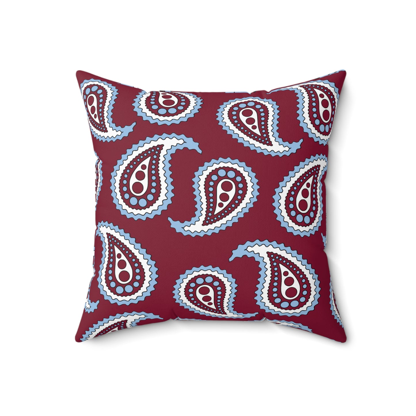 Claret, Blue, White Retro Paisley Cushion Pillow